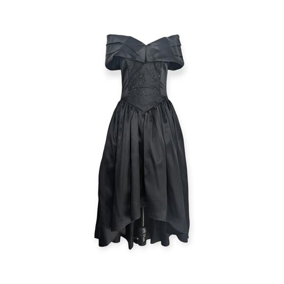 Vintage Gunne Sax Sz 7 Hi-Low Off the Shoulder Portrait Prom Gown - Picture 1 of 12